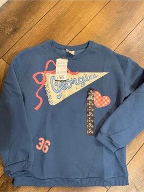 State of Mind Blue 'Georgia' Graphic Kids Sweatshirt with Pink Accents